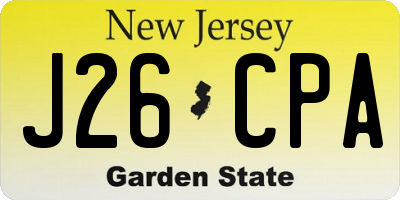NJ license plate J26CPA