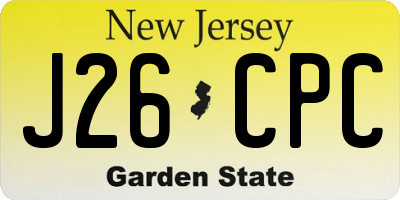 NJ license plate J26CPC