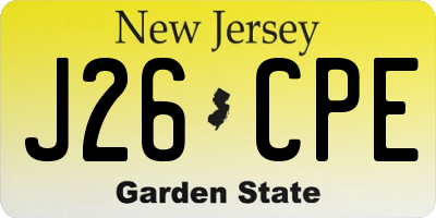 NJ license plate J26CPE