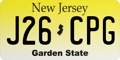 NJ license plate J26CPG