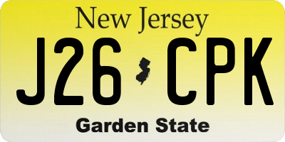 NJ license plate J26CPK