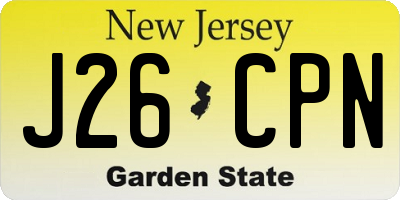 NJ license plate J26CPN