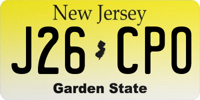 NJ license plate J26CPO
