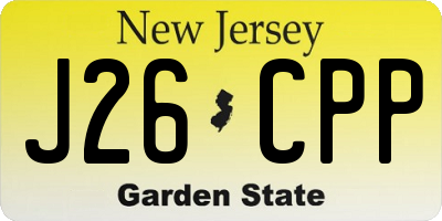 NJ license plate J26CPP