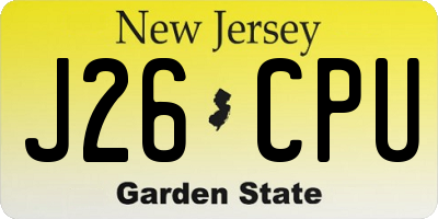 NJ license plate J26CPU