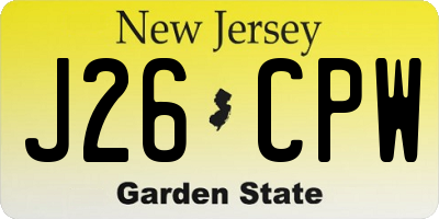 NJ license plate J26CPW
