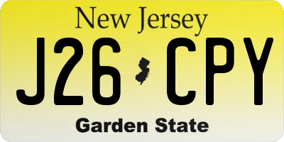 NJ license plate J26CPY