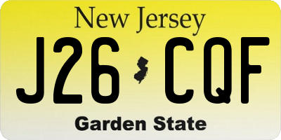 NJ license plate J26CQF