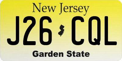 NJ license plate J26CQL