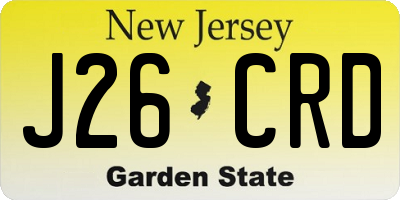 NJ license plate J26CRD