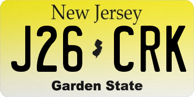NJ license plate J26CRK