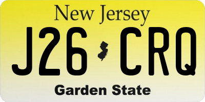 NJ license plate J26CRQ