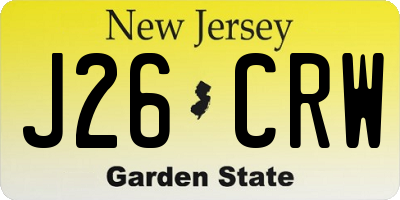 NJ license plate J26CRW