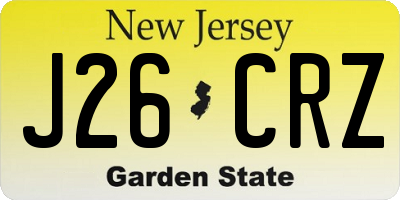 NJ license plate J26CRZ