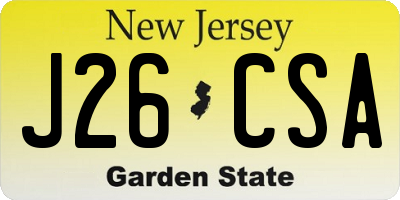 NJ license plate J26CSA
