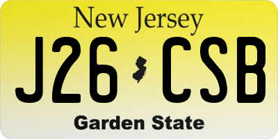 NJ license plate J26CSB