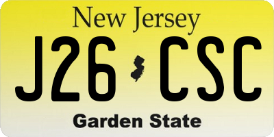NJ license plate J26CSC