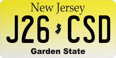 NJ license plate J26CSD