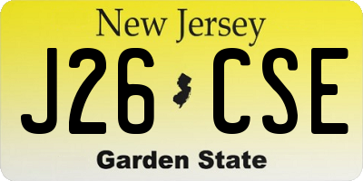 NJ license plate J26CSE