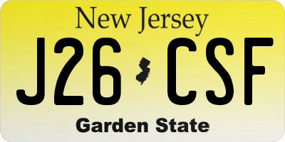 NJ license plate J26CSF