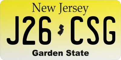 NJ license plate J26CSG