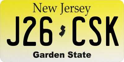 NJ license plate J26CSK