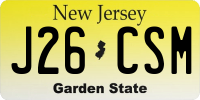 NJ license plate J26CSM