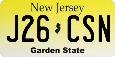 NJ license plate J26CSN