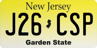 NJ license plate J26CSP