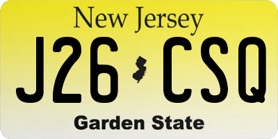 NJ license plate J26CSQ