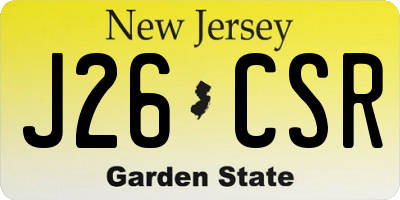 NJ license plate J26CSR