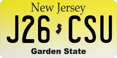 NJ license plate J26CSU