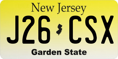 NJ license plate J26CSX