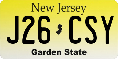 NJ license plate J26CSY