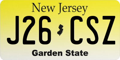 NJ license plate J26CSZ