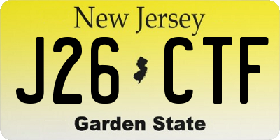 NJ license plate J26CTF
