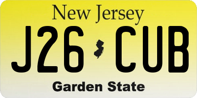 NJ license plate J26CUB
