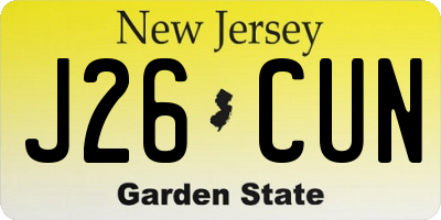 NJ license plate J26CUN