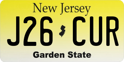 NJ license plate J26CUR