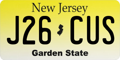 NJ license plate J26CUS
