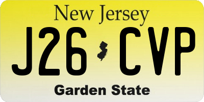 NJ license plate J26CVP