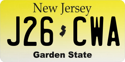 NJ license plate J26CWA