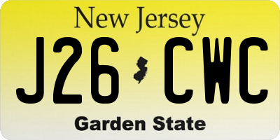 NJ license plate J26CWC