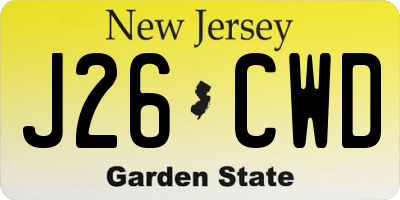 NJ license plate J26CWD