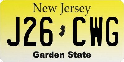 NJ license plate J26CWG