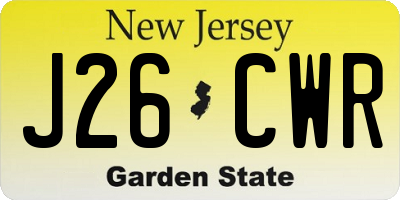NJ license plate J26CWR