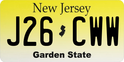 NJ license plate J26CWW