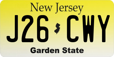 NJ license plate J26CWY