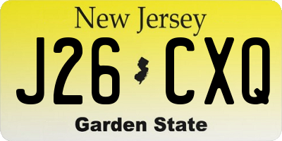NJ license plate J26CXQ