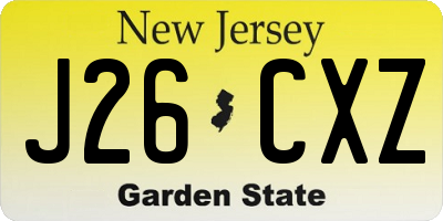 NJ license plate J26CXZ